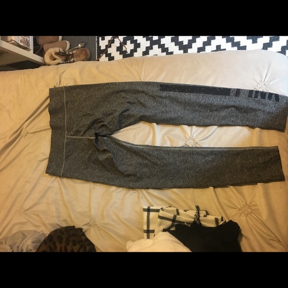 Grey marled PINK yoga leggings - Picture 2 of 6